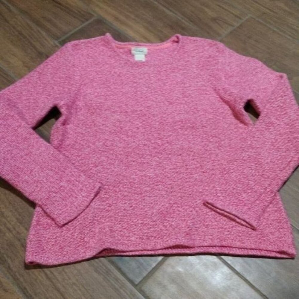 LL Bean M knit pink sweater pullover crewneck cotton, BOGO